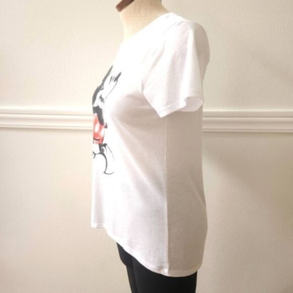 T-Shirt Disney Mickey Mouse White Red Black Short-Sleeved Women's Size - Picture 6 of 11